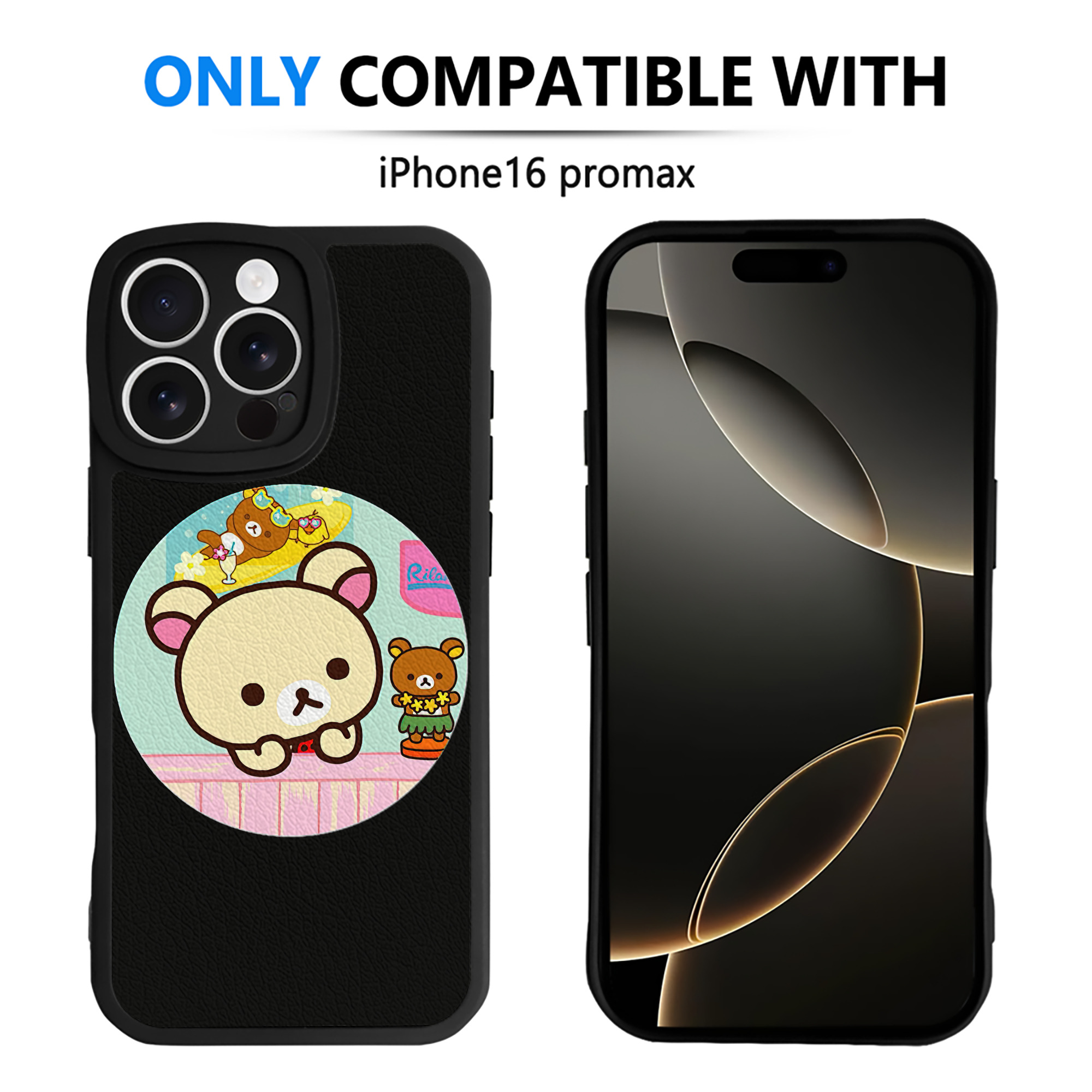 （画像用） リラックマ リラックマ キイロイトリ Rilakkuma Korilakkuma Kiiroitori 【iPhone 16シリーズ対応】シリコンスマホケース（レザー調） 材質：シリコン